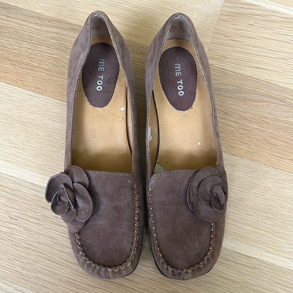 Me Too Brown Suede Retro Y2K Vintage Kitten Heel Shoes Size 7.5